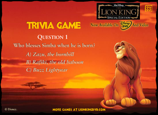 The Lion King Special Edition: Trivia Game