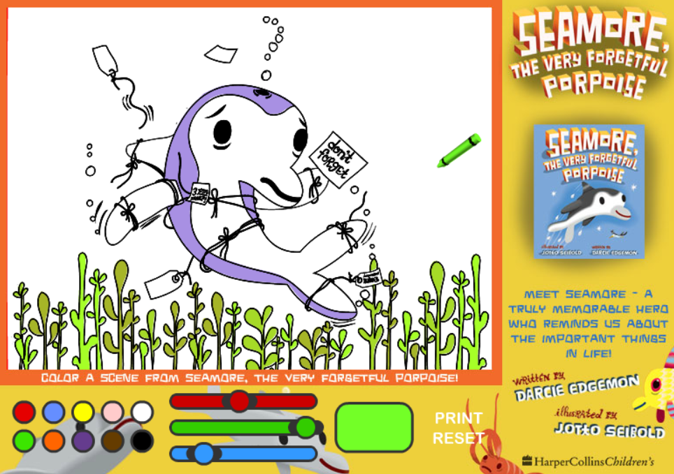 Seamore, the Very Forgetful Porpoise Coloring Game