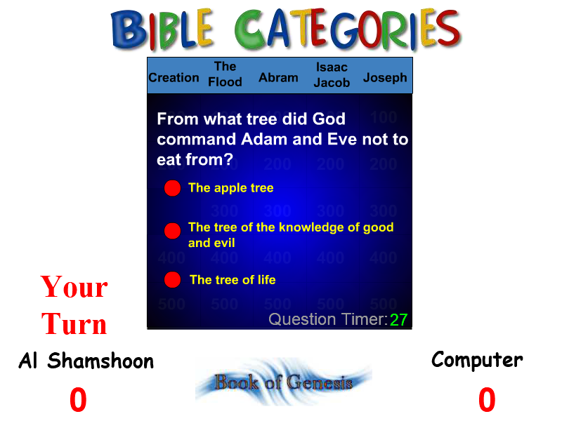 Bible Categories Game: Book of Genesis