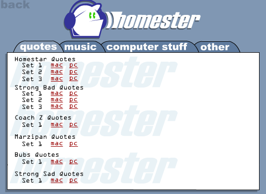 Homestar Runner Oldest Downloads Menu