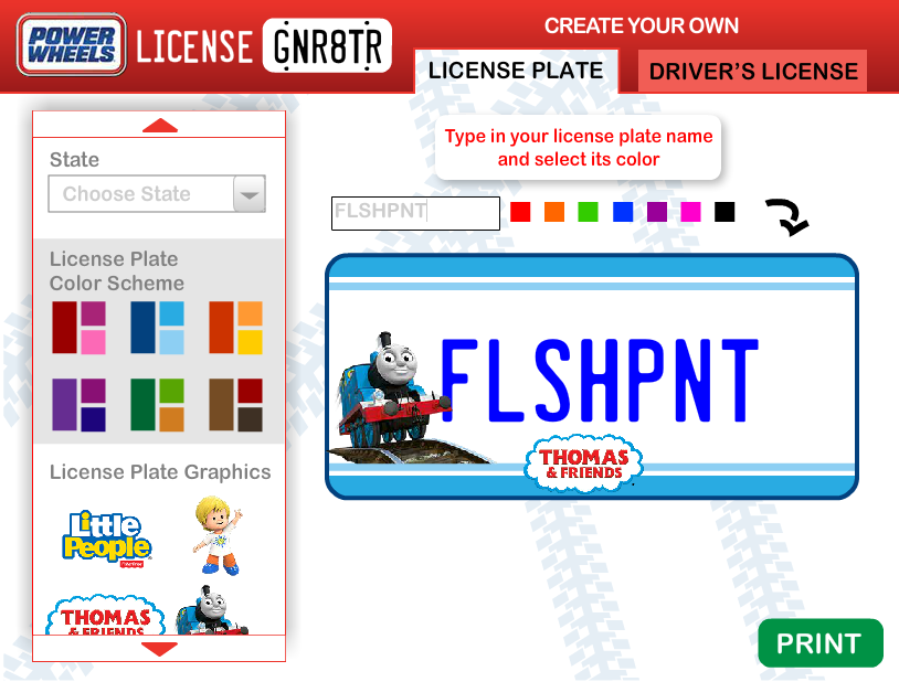 Power Wheels License Generator