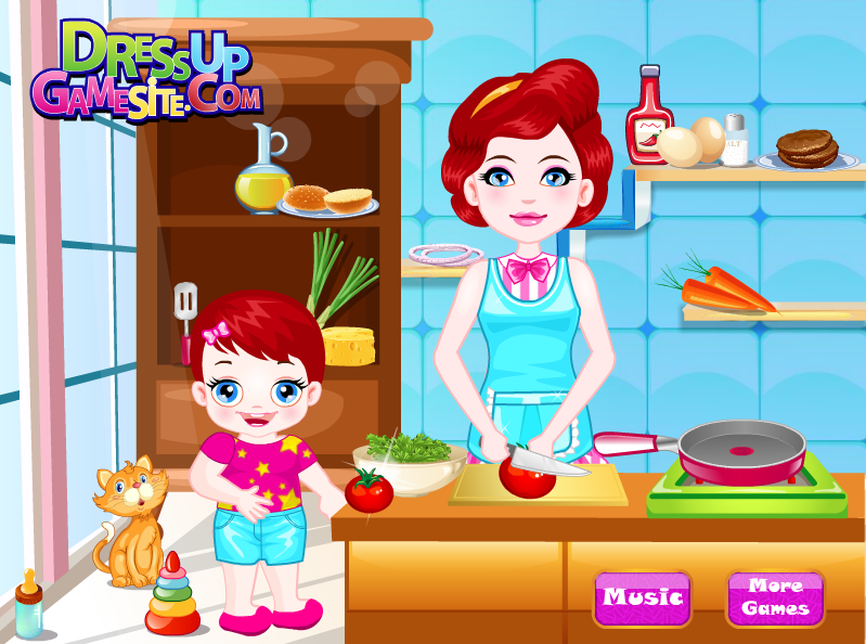 Baby Lulu Cooking with Mom