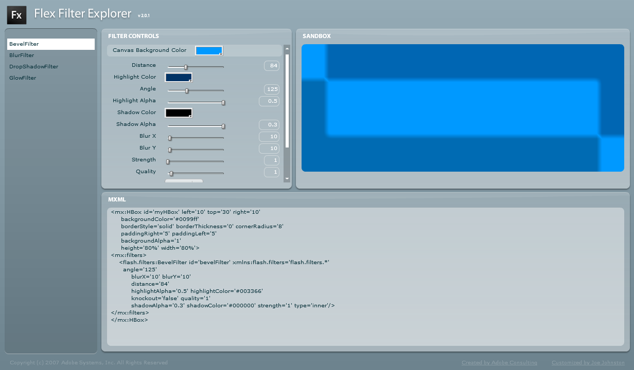 Adobe Flex: Filter Explorer