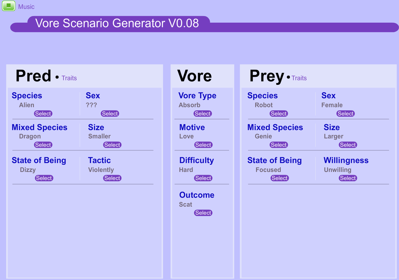 Vore Scenario Generator