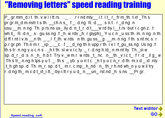 Remove letters - speed reading training