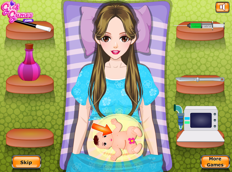 Cute Girl Giving Birth