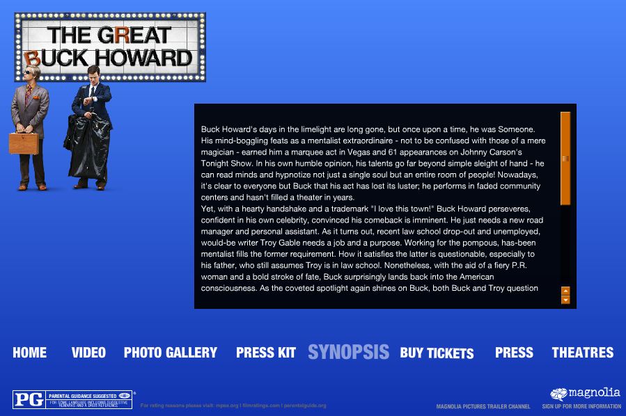 The Great Buck Howard Microsite