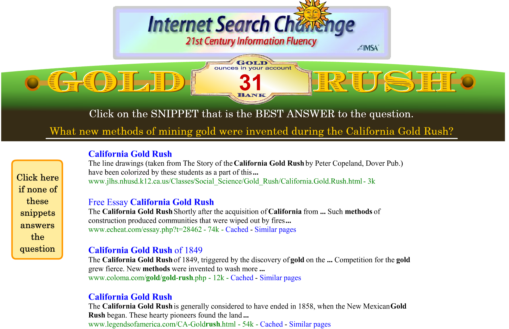 Internet Search Challenge - Gold Rush