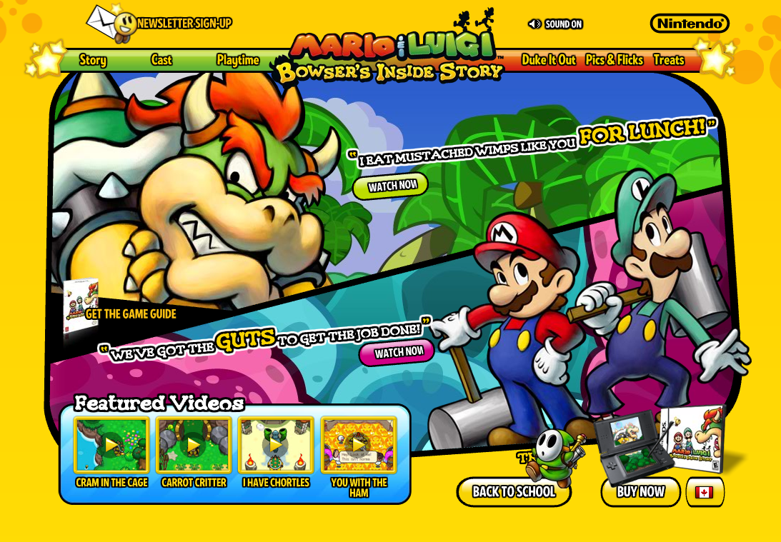 Mario & Luigi: Bowser's Inside Story Microsite