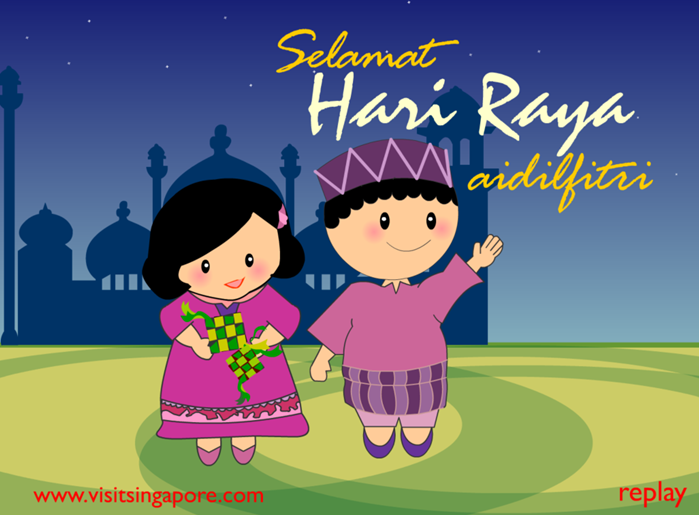 Selamat Hari Raya Aidilfitri Raya Kids Postcard