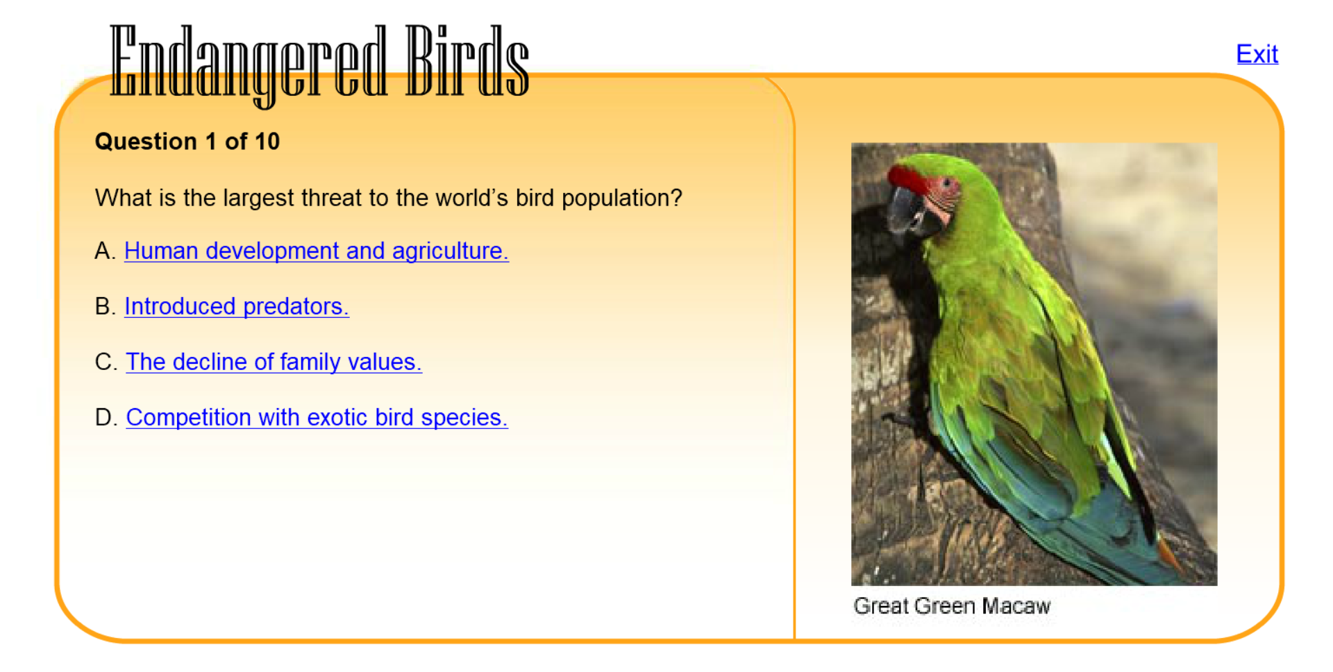 Endangered Birds Quiz