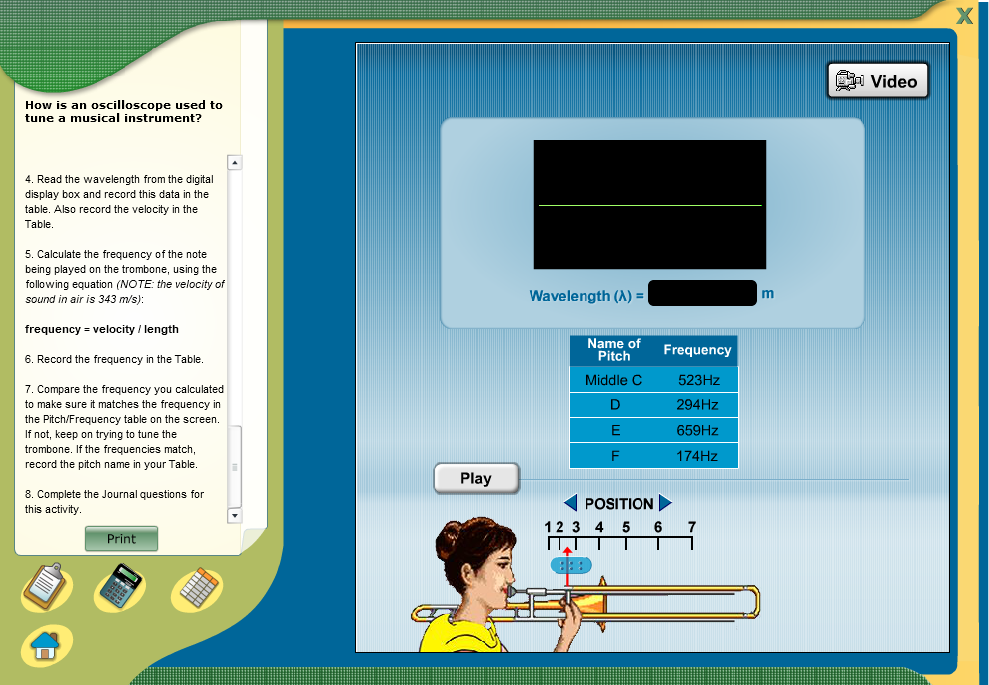 How is an oscilloscope used to tune a musical instrument?