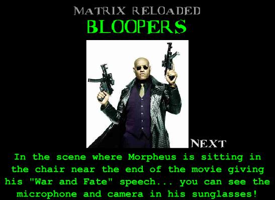 Matrix Reloaded Bloopers