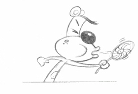 Bear Blowing Pinwheel Hand Drawn Animation