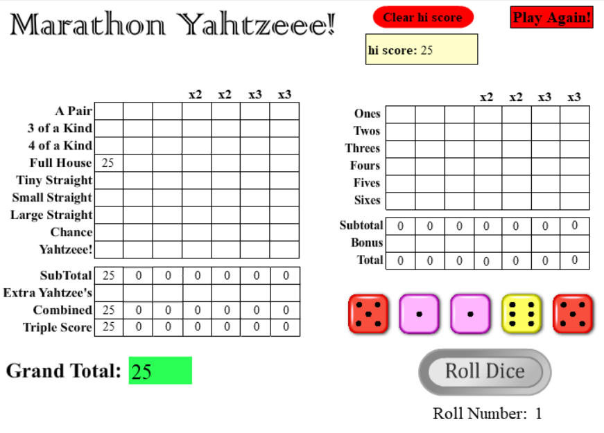 Marathon Yahtzee!
