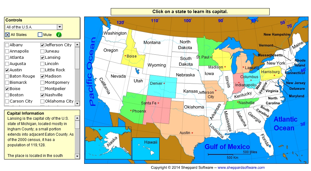 Geography of the U.S. - Capitals