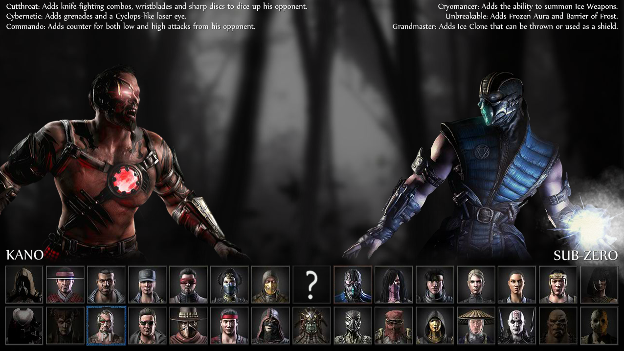 MKX Selection Screen