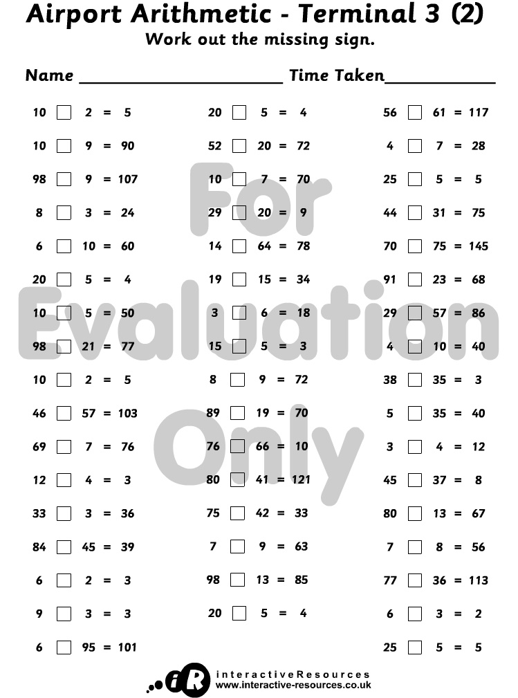 Airport Arithmetic - Terminal 3 (2)