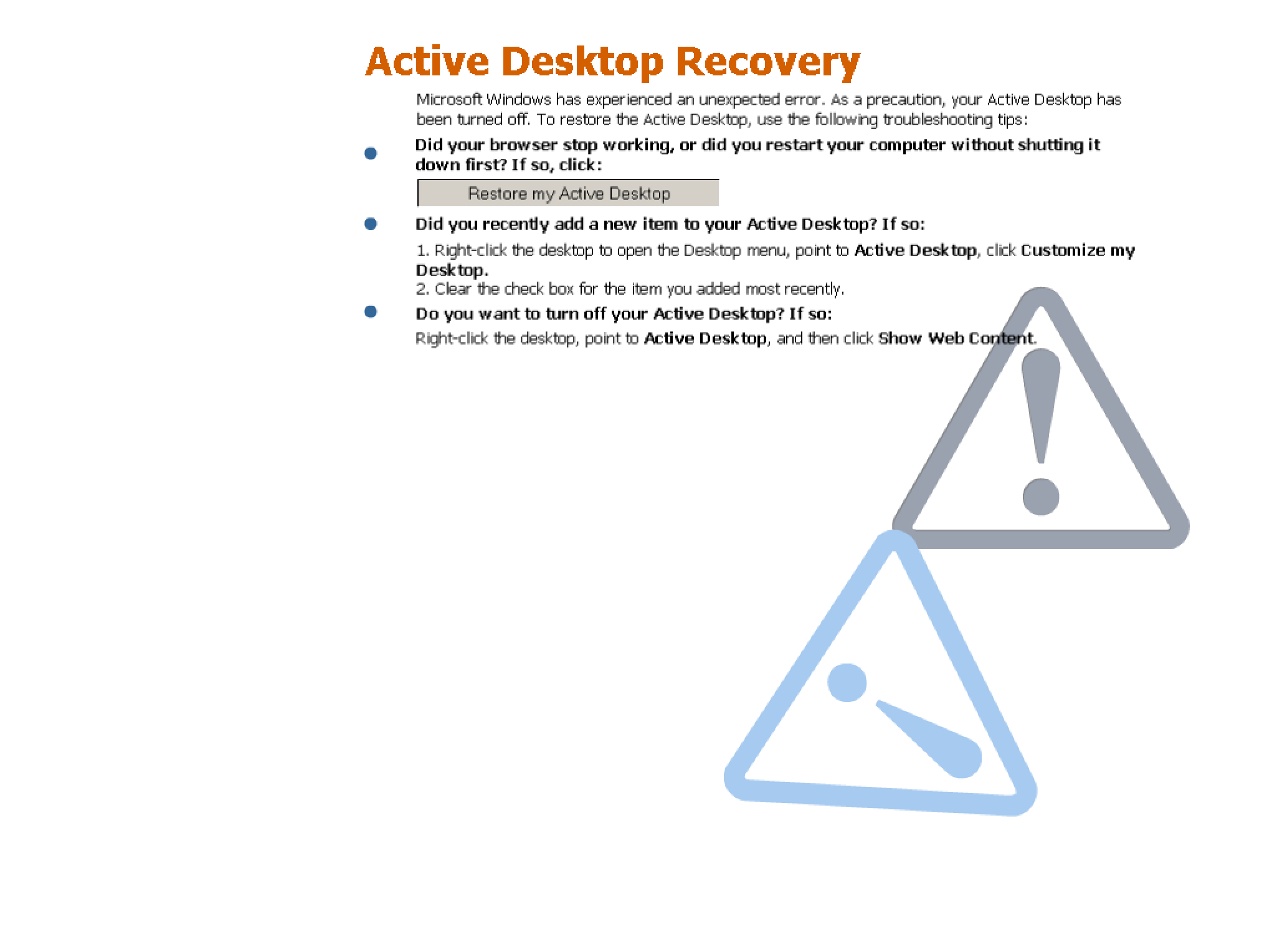 Active Desktop Recovery