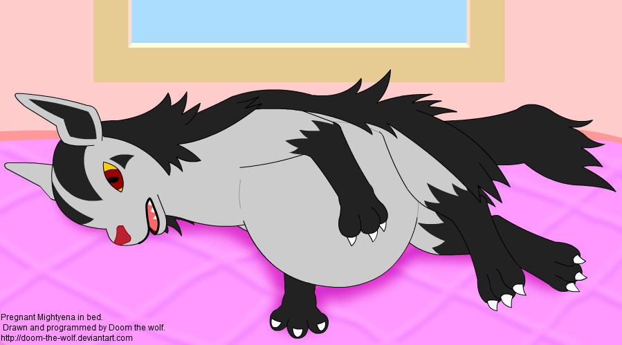 Pregnant Mightyena in bed