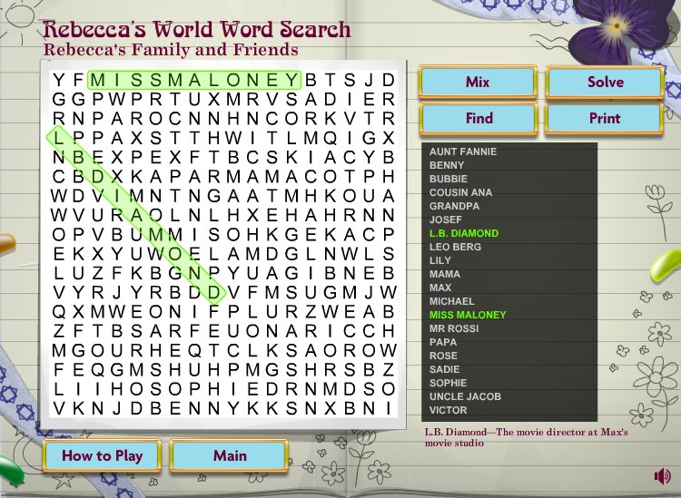 Rebecca's World Word Search