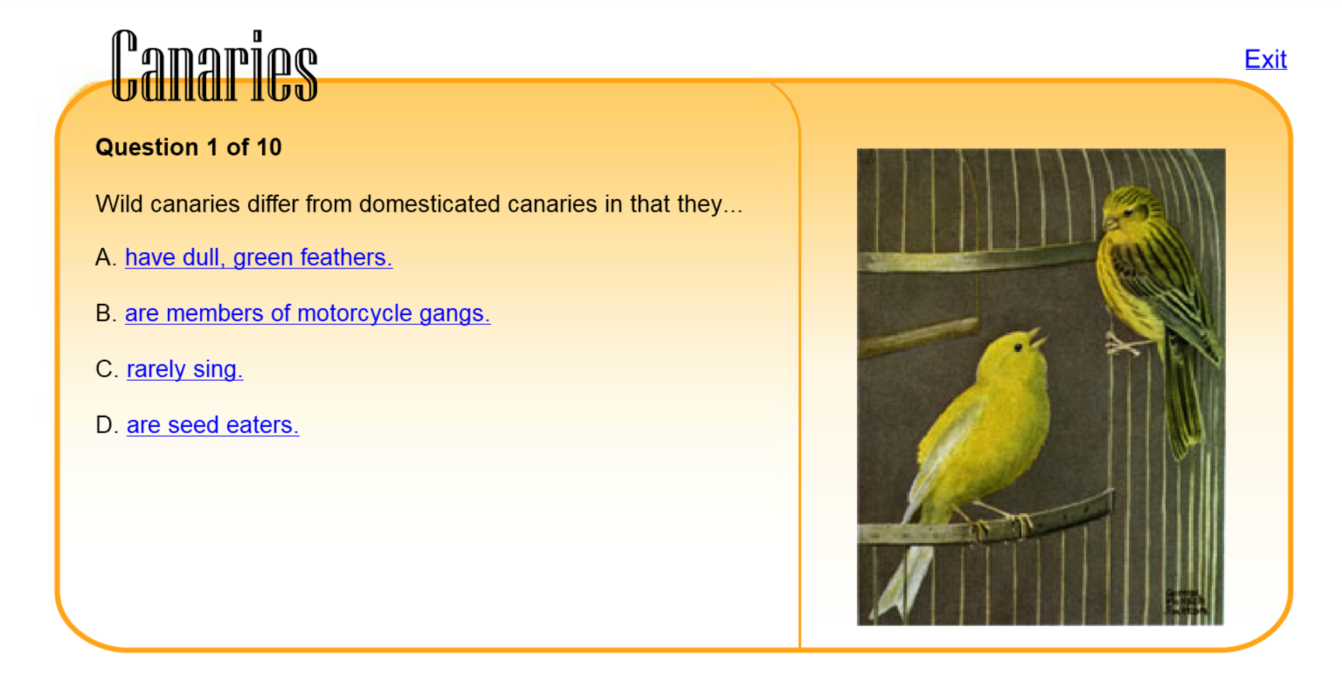 Canaries Quiz