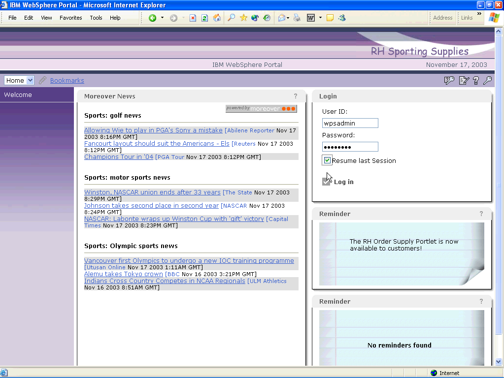 IBM Demo WebSphere Portal WebServices