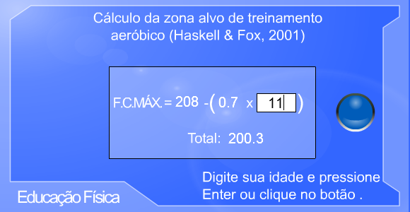 Cálculo da zona alvo de treinamento aeróbico