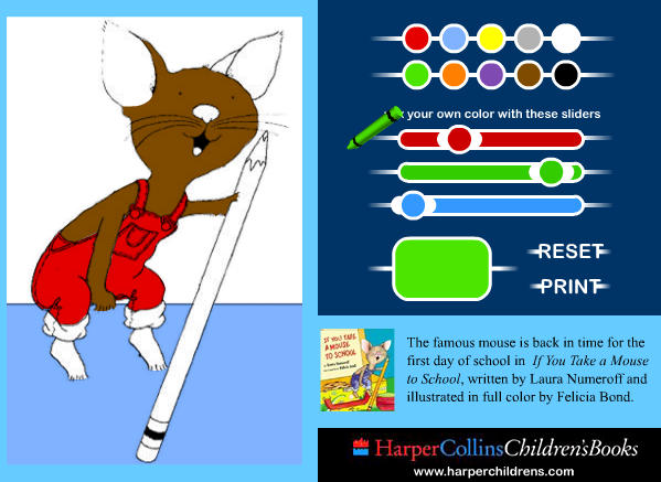 If You Take a Mouse to School Coloring Game