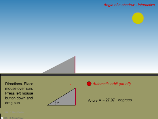 Angle of a shadow - interactive