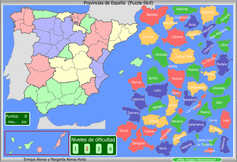 Provincias de España - Puzzle fácil