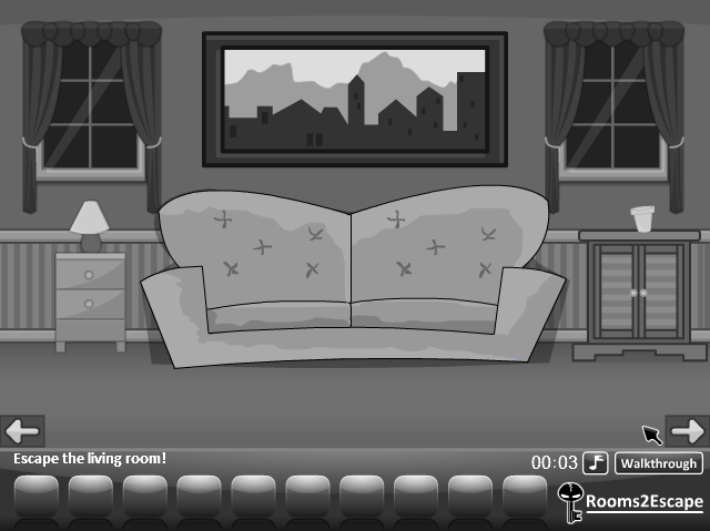 Grayscale Escape: The Living Room