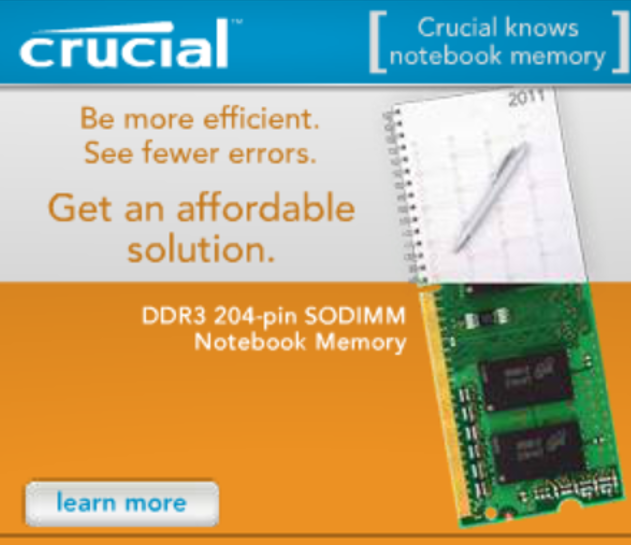 Crucial Knows Notebook Memory Banner Ads