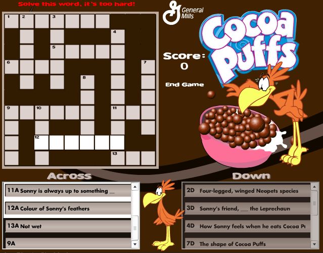 Cocoa Puffs Crossword