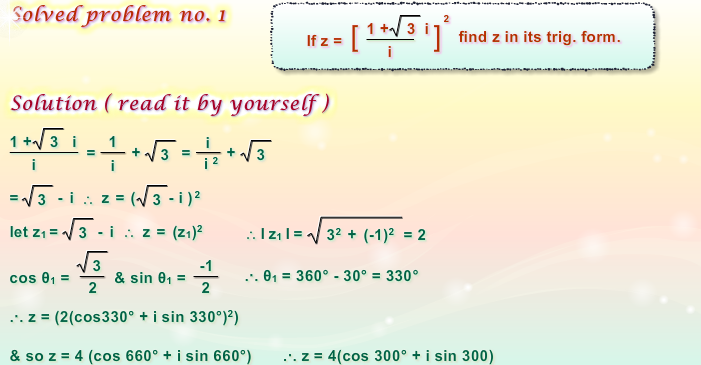 Exercise on complex numbers