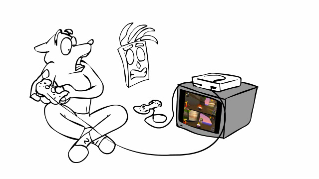 Crash and Aku Aku play crash team racing