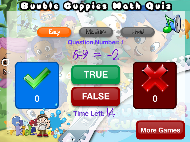 Bubble Guppies Math Quiz