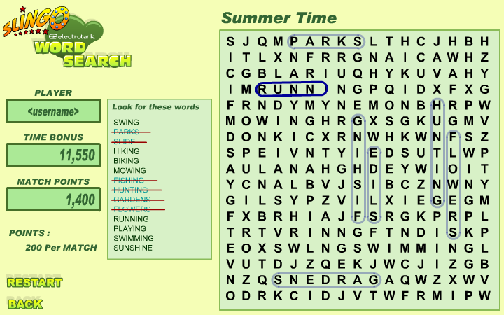 Slingo: Electrotank Word Search