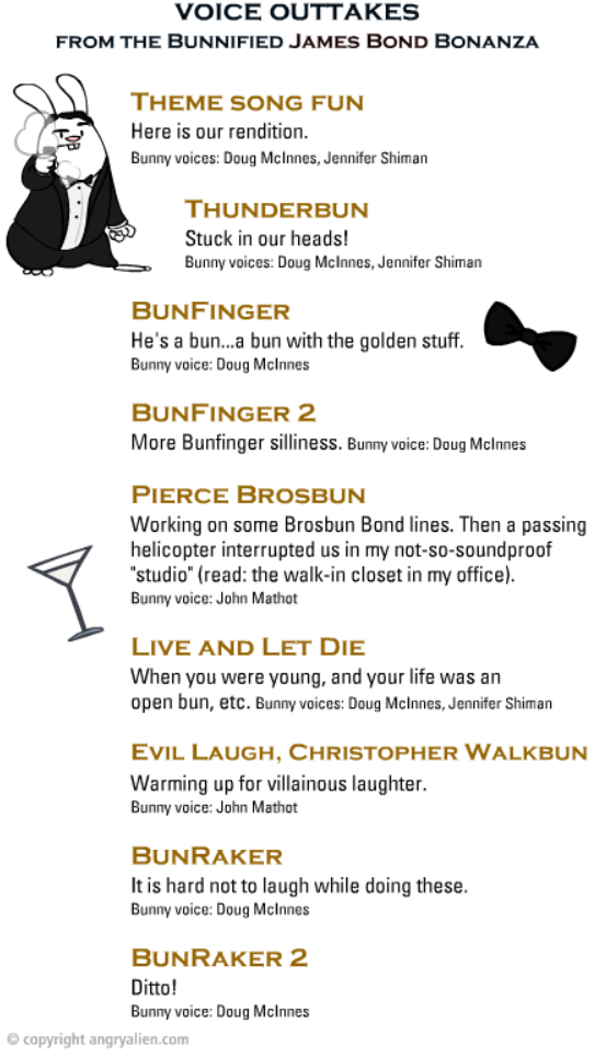 Voice Outtakes from the Bunnified James Bond Bonanza