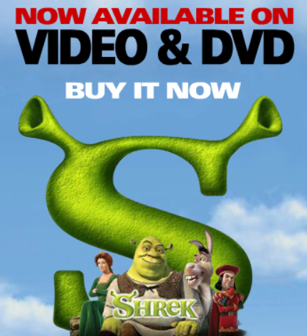 Shrek - Now Available on Video & DVD Advertisement