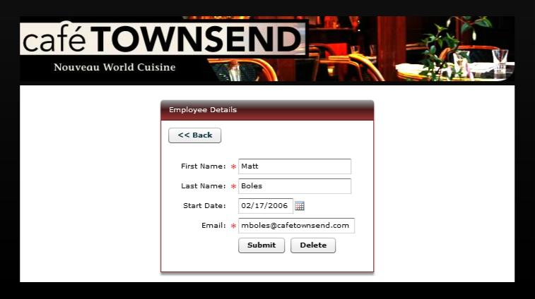 Mate Flex Framework: Cafe Townsend