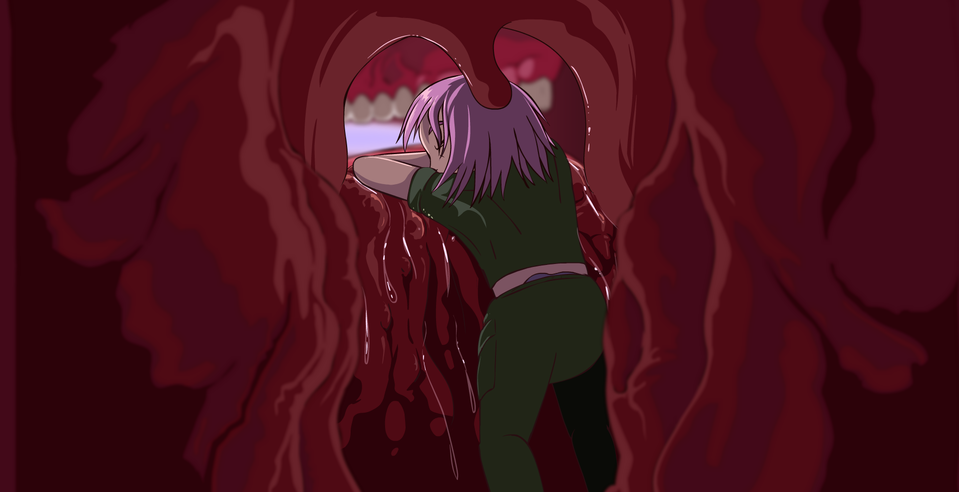 Stuck inside a naga's throat