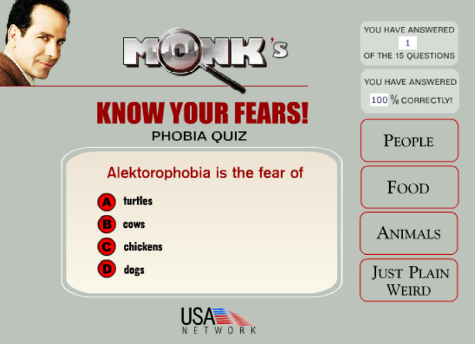 Monk's Know Your Fears! Phobia Game