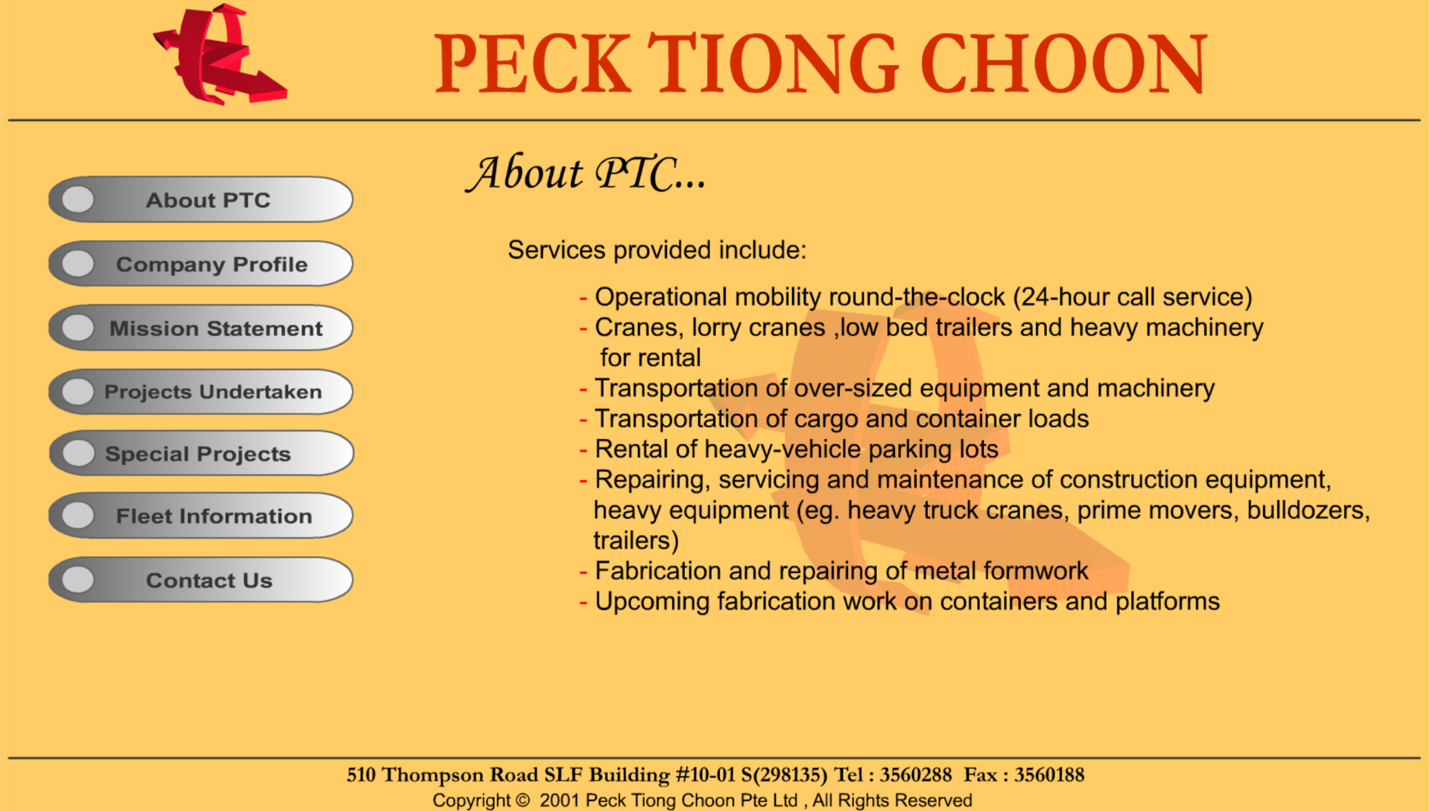 Peck Tiong Choon Microsite (Singapore, 2001)