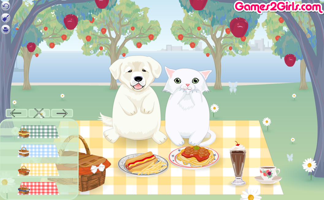 Cat and Dog Cute Picnic Decoration