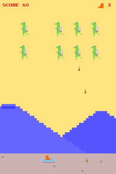 Flying Pizza Kitty in Attack of the Jetpack Lizards