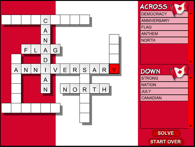 Canada Day Fill-In Puzzle