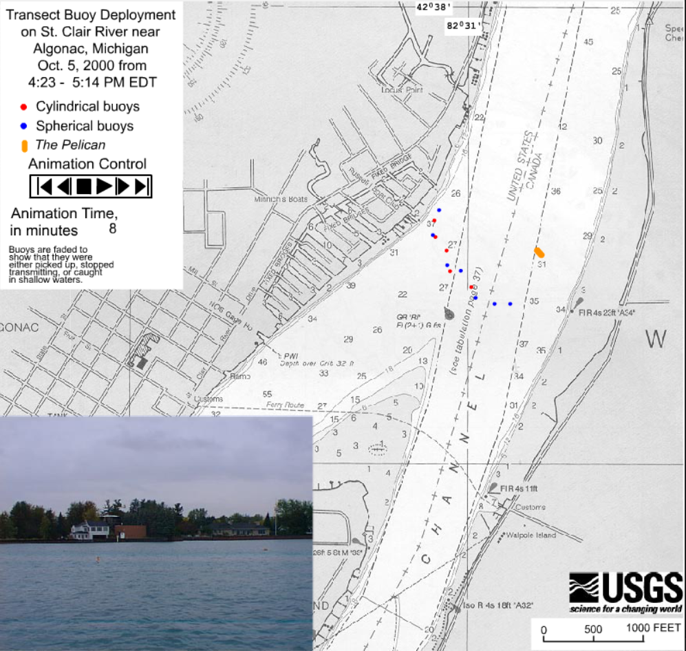 Transect Buoy Deployment on St. Clair River near Algonac, Michigan