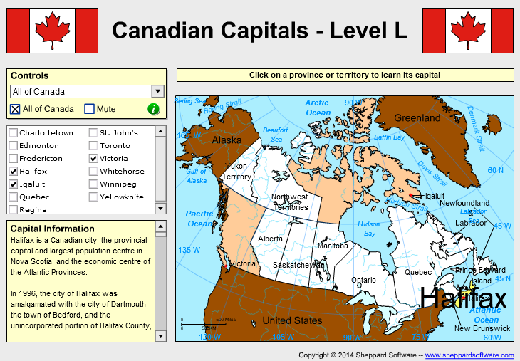 Canadian Geography - Capitals