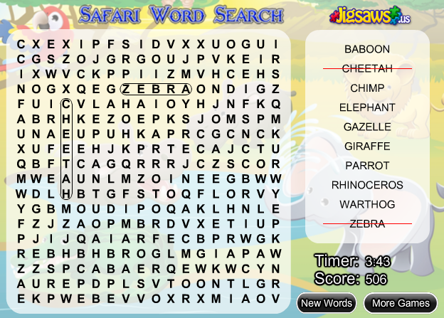 Safari Word Search
